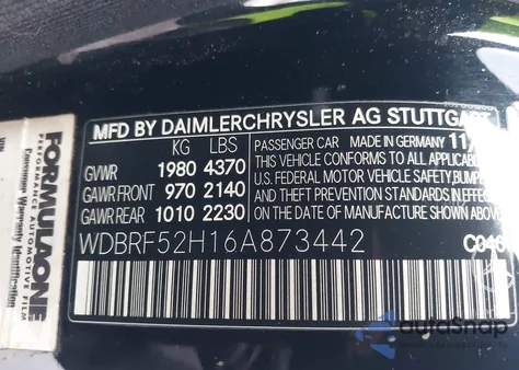 2006 Mercedes-Benz C 230 Sport из США, поврежденный, VIN WDBRF52H16A873442